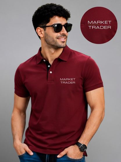 Market Trader Maroon Polo Trading T-Shirt