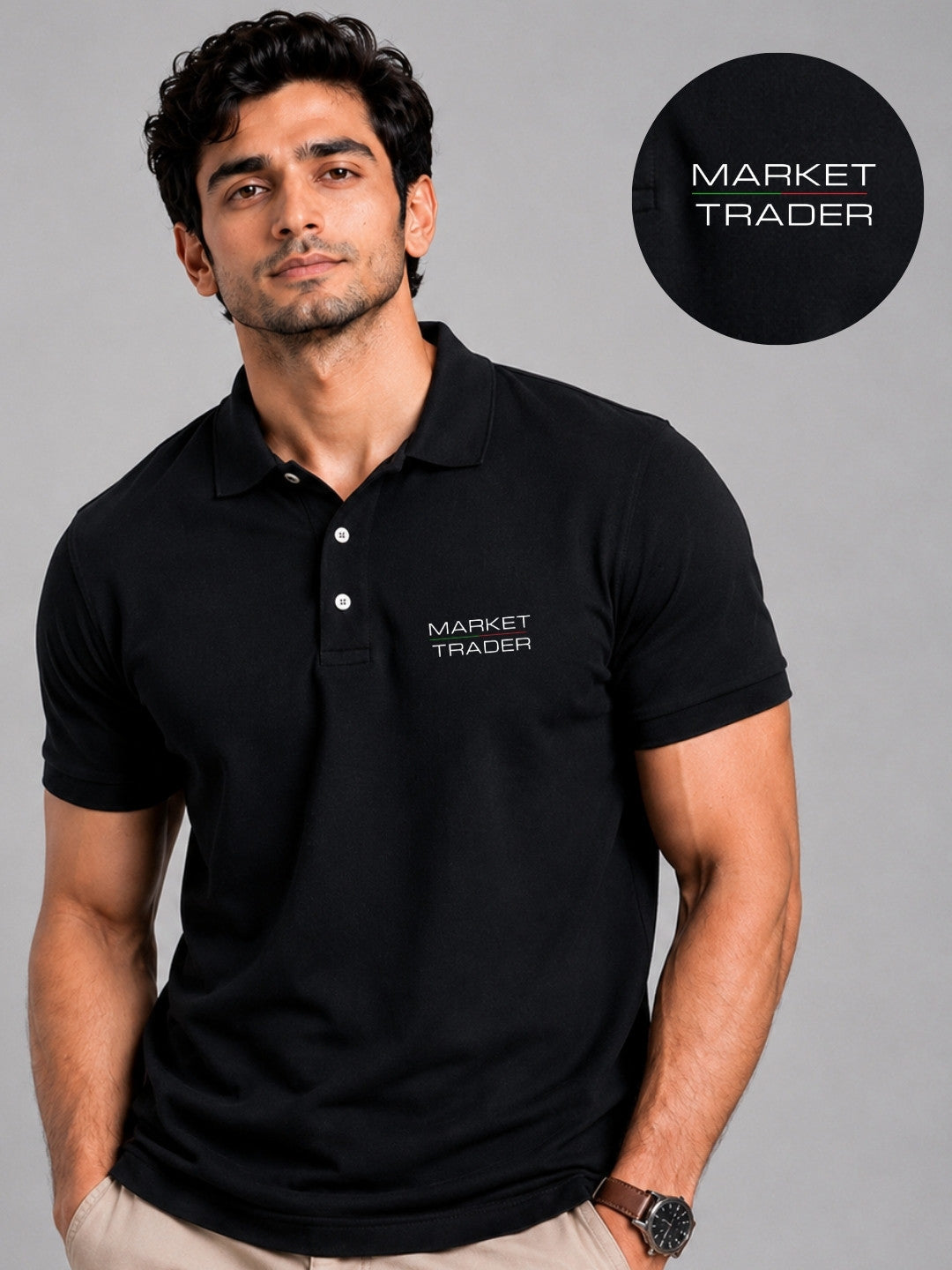 Market Trader Black Polo Trading T-Shirt