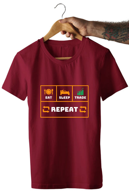 Eat Sleep Trade Repeat Printed Unisex T-Shirt