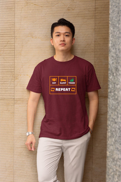 Eat Sleep Trade Repeat Printed Unisex T-Shirt