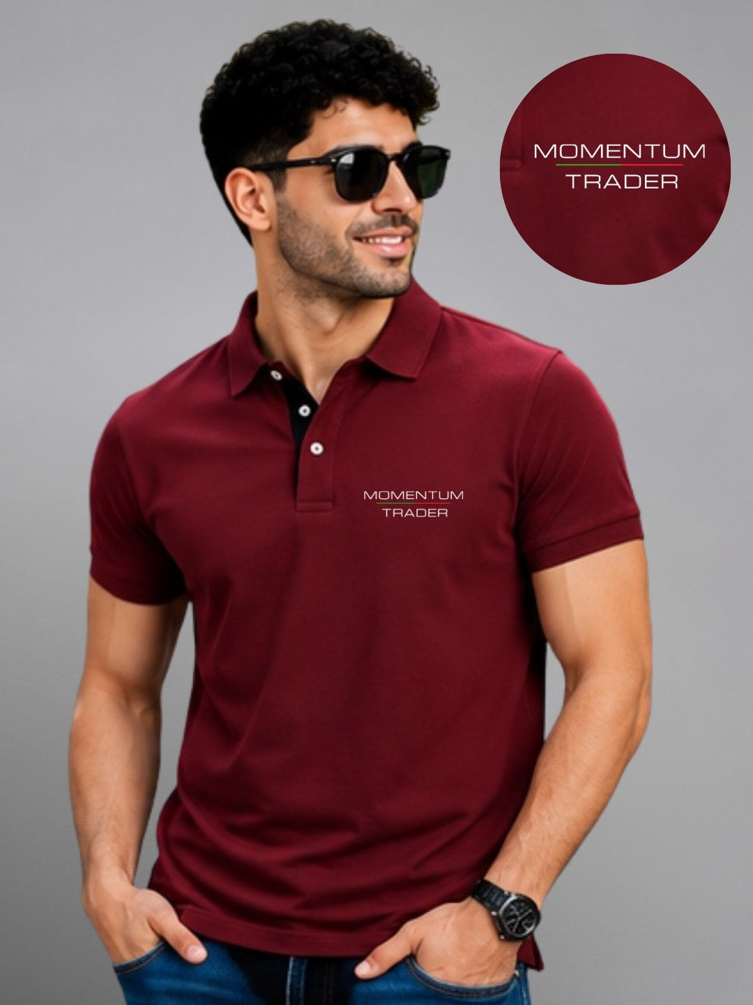 Momentum Trader Maroon Polo Trading T-Shirt