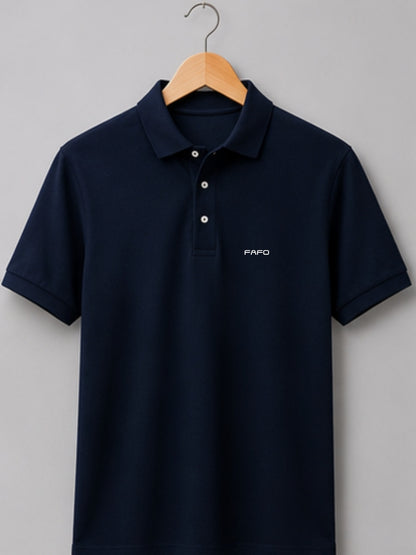 Navy Blue Premium Cotton Blend Polo T-Shirt for Men