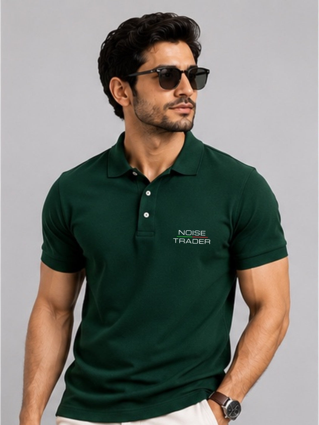 Noise Trader Pine Green Polo Trading T-Shirt