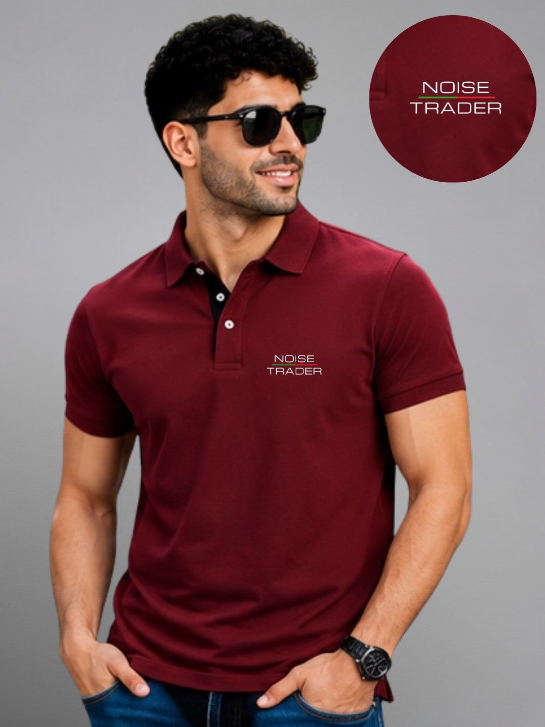Noise Trader Maroon Polo Trading T-Shirt