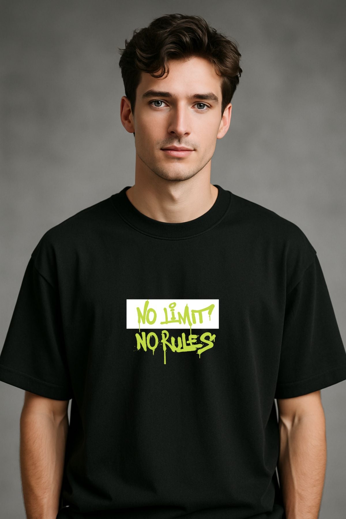No Limit No Rules back  front Printed Oversize T-Shirt