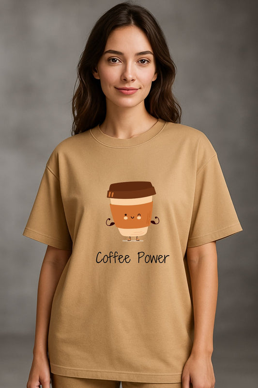 Coffee Power Printed Oversize T-Shirt