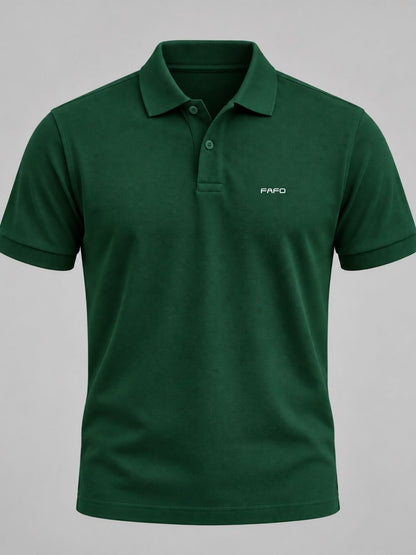 Bottle Green Cotton Premium Plain Polo T-Shirt for Men