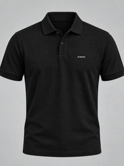 Black Cotton Premium Plain Polo T-Shirt for Men