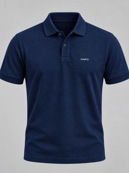 Navy Blue Cotton Premium Plain Polo T-Shirt for Men