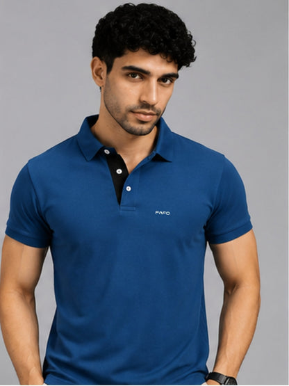 Atlantic Blue Premium Cotton Blend Polo T-Shirt for Men