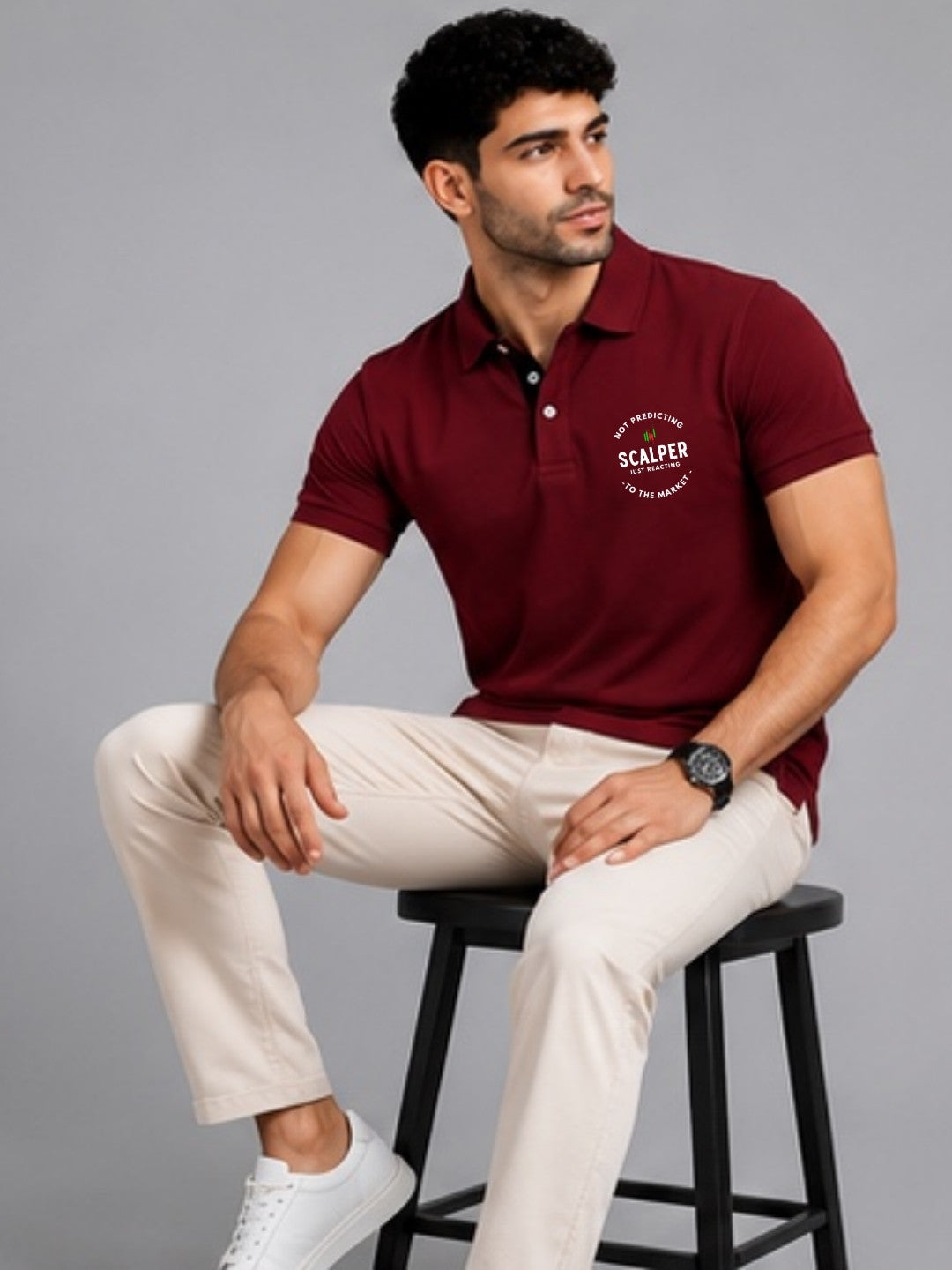 Scalper Trade Type Maroon Polo Trading T-Shirt