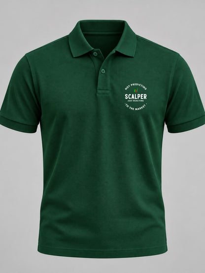 Scalper Trade Cotton Bottle Green Polo Trading T-Shirt