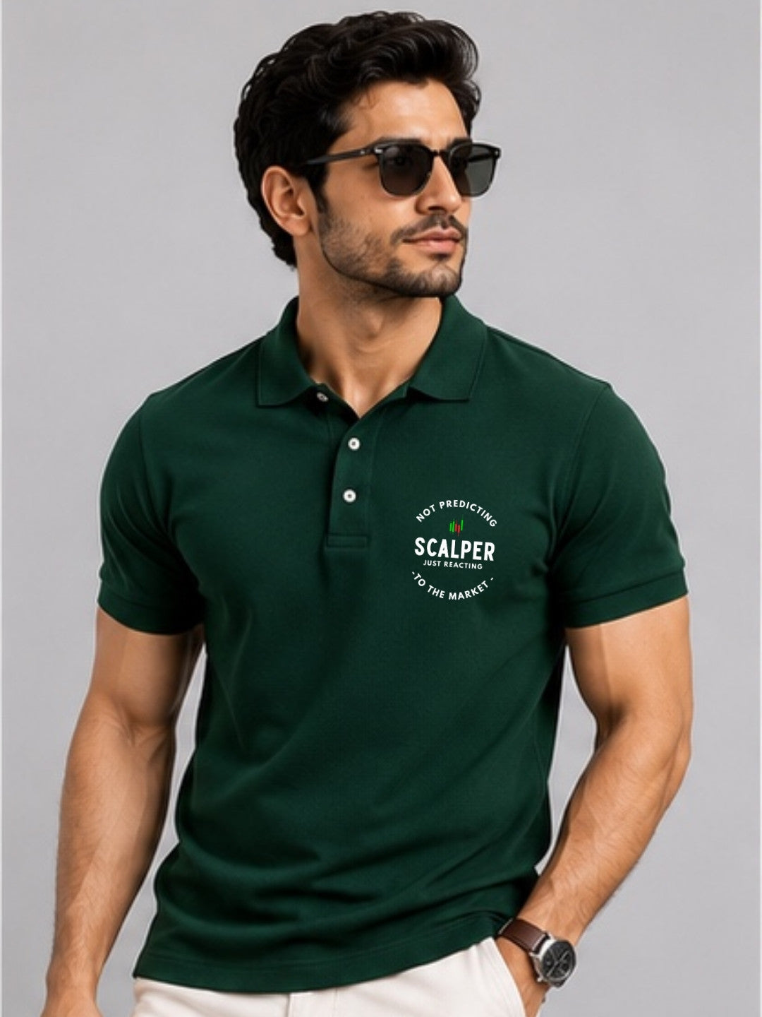 Scalper Trade Type Pine Green Polo Trading T-Shirt