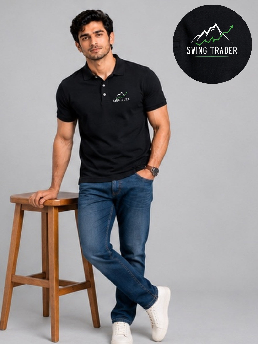 Swing Trader Black Polo Trading T-Shirt
