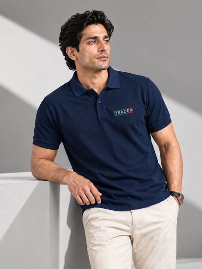 Trading Zone Cotton Navy Blue Polo Trading T-Shirt
