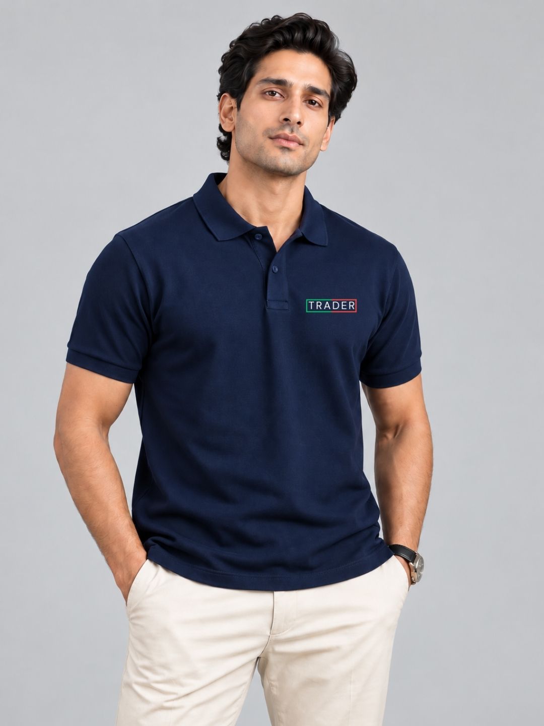 Trading Zone Cotton Navy Blue Polo Trading T-Shirt