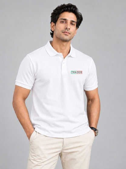 Trading Zone Cotton White Polo Trading T-Shirt