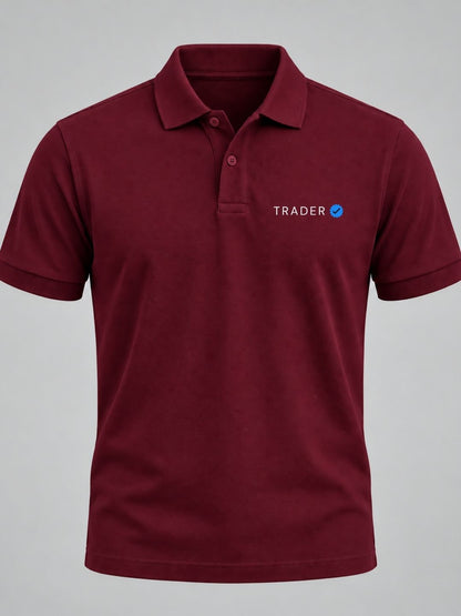 Verified Trader Cotton Maroon Polo Trading T-Shirt