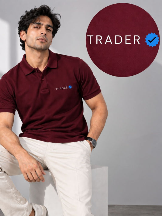 Verified Trader Cotton Maroon Polo Trading T-Shirt