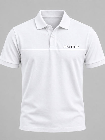 Trader Horizon Cotton White Polo Trading T-Shirt