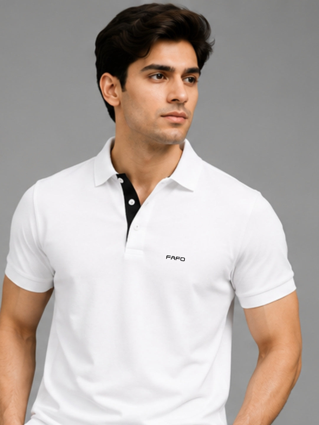 White Premium Cotton Blend Polo T-Shirt for Men