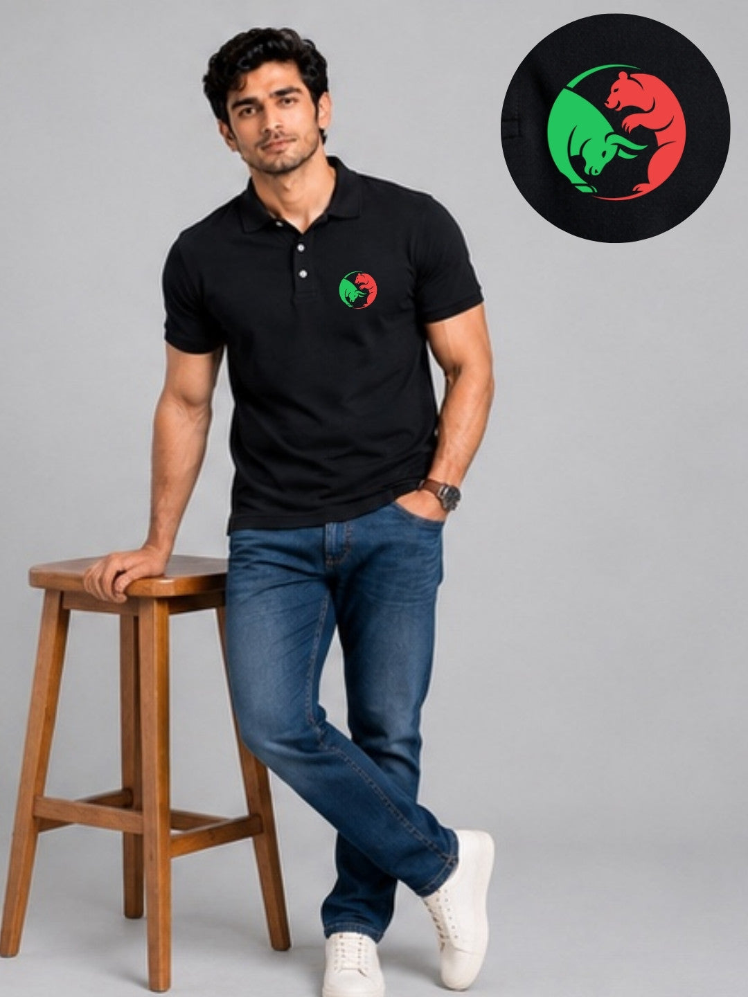 Bull Bear Balance Black Polo Trading T-Shirt
