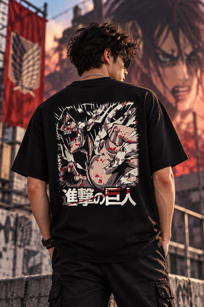Eren Attack Titan Anime Printed Oversize T-Shirt