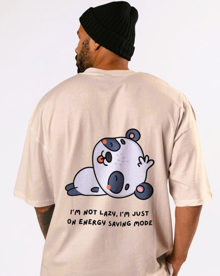 Panda Saving Mode Printed Oversize T-Shirt