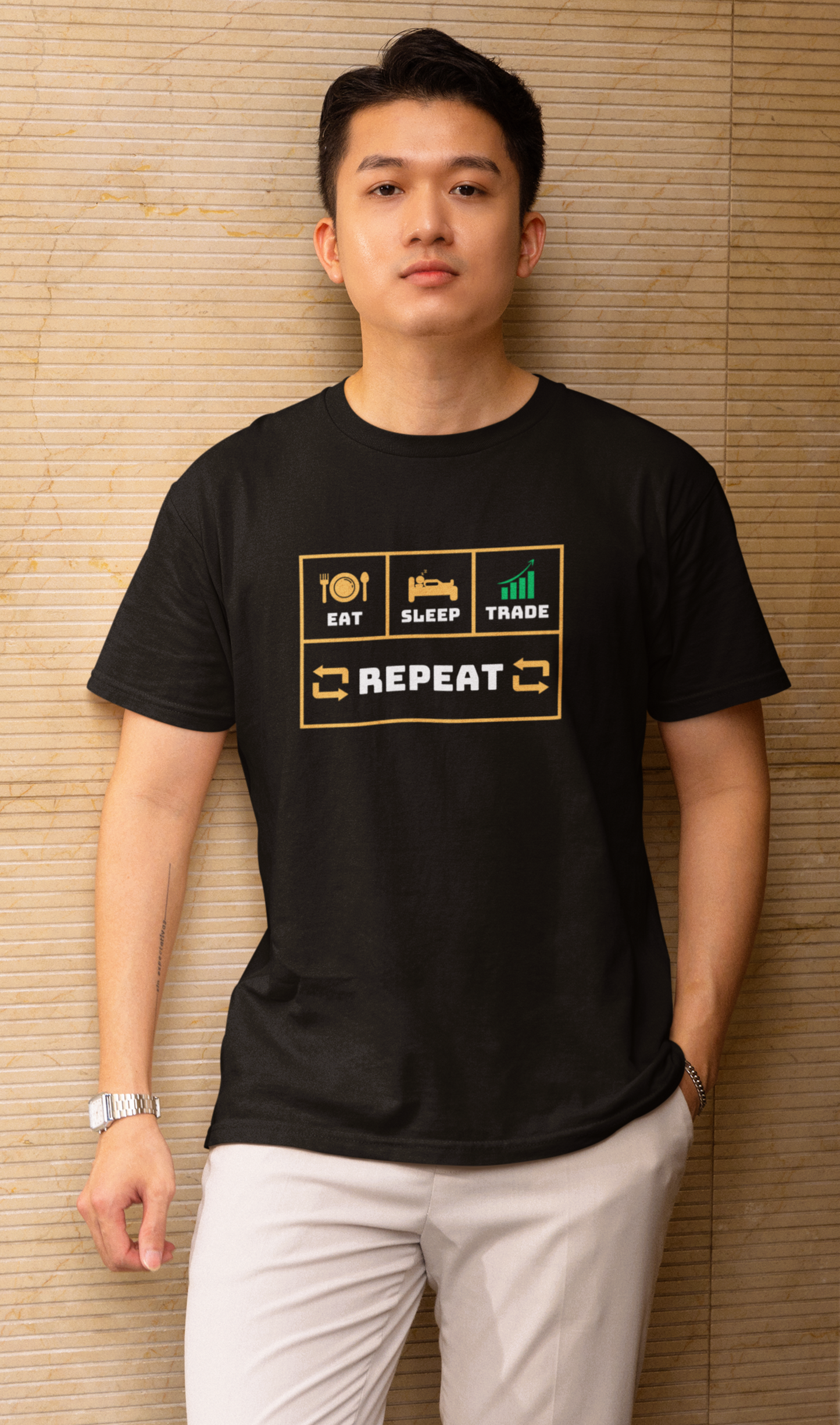 Eat Sleep Trade Repeat Printed Unisex T-Shirt