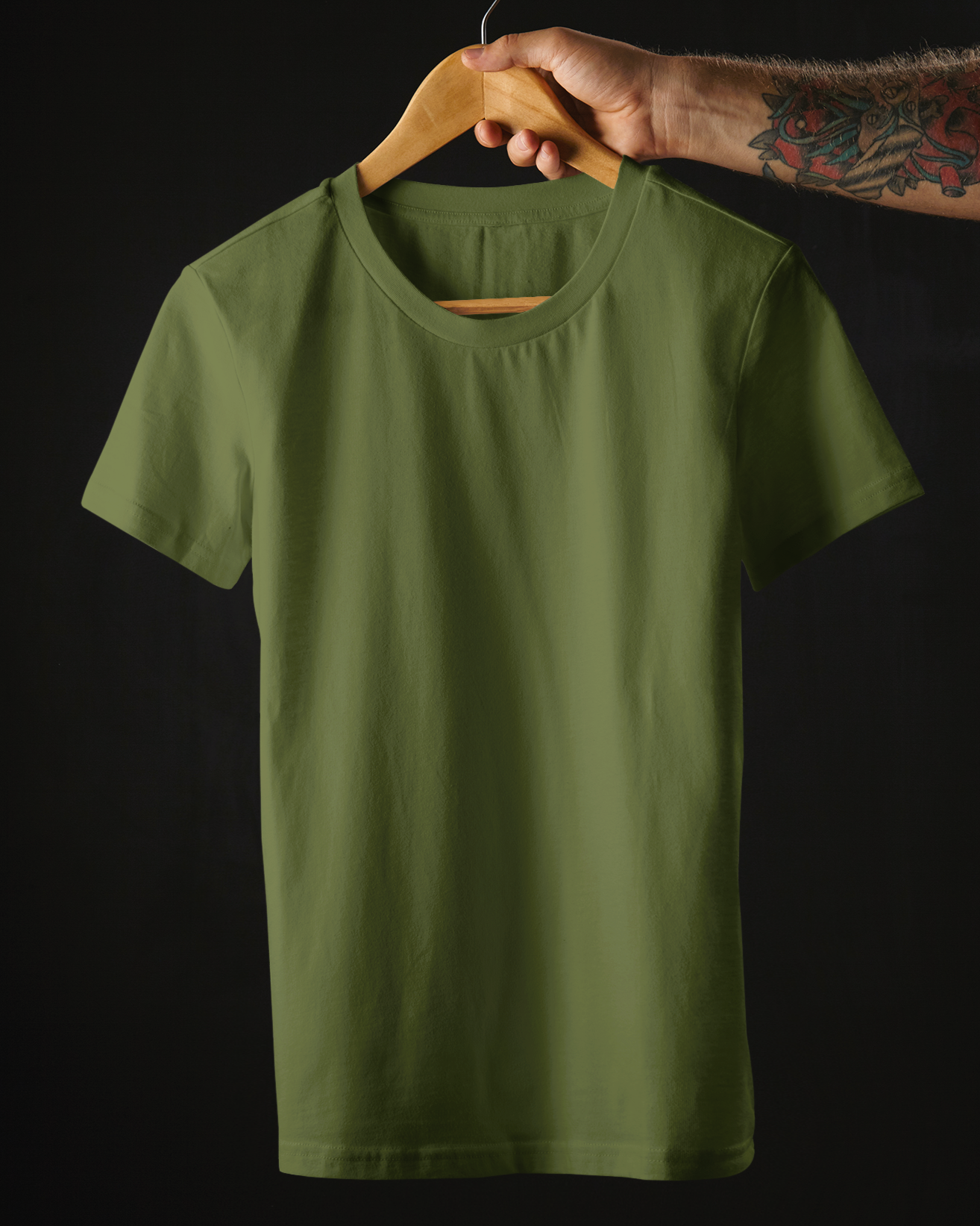 Olive Green Premium Plain T-Shirt