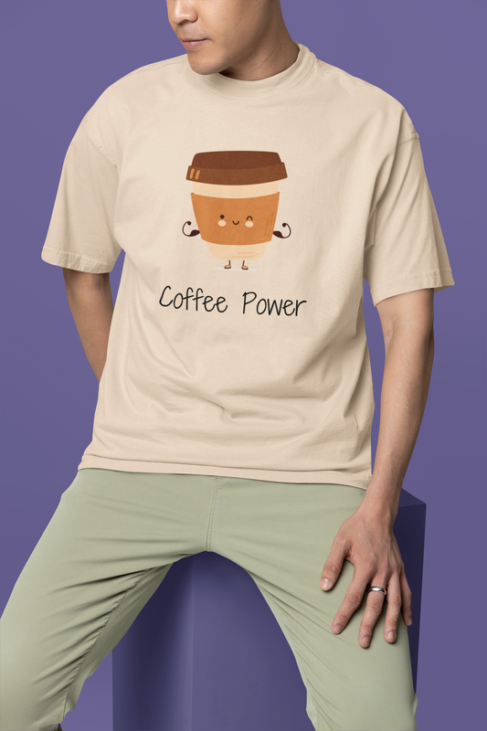 Coffee Power Printed Oversize T-Shirt