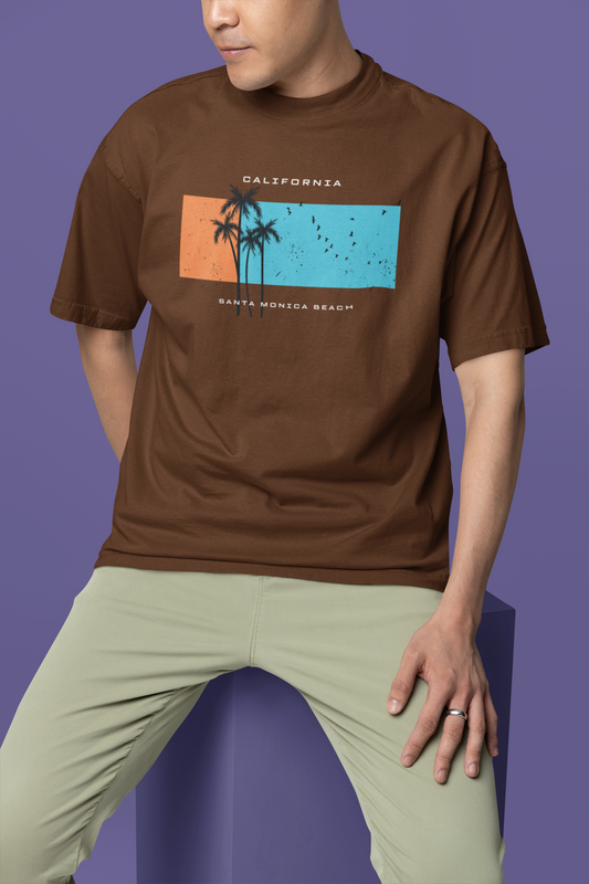 Santa Monica California Printed Oversize T-Shirt