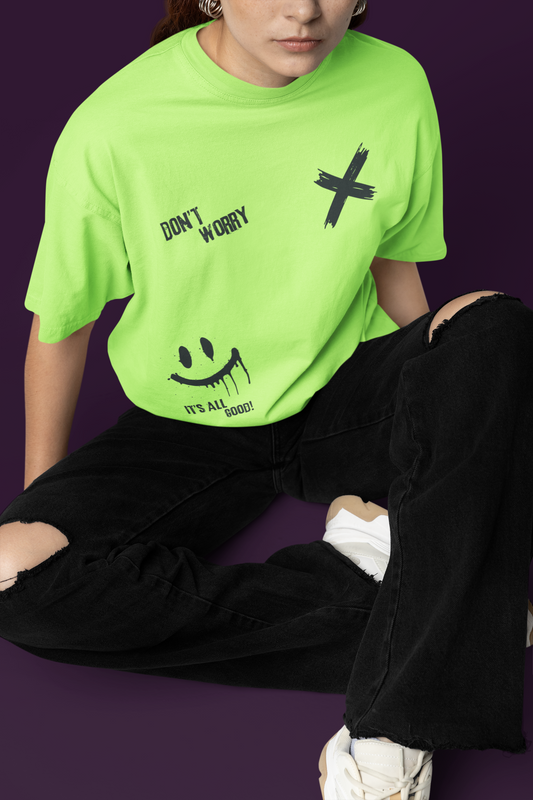 Don't Worry just Smile Printed Oversize T-Shirt