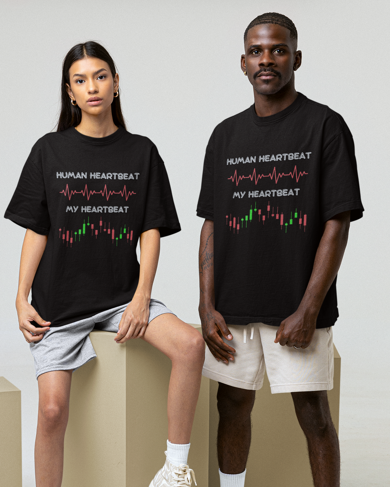 Trader Heartbeat Printed Oversize T-Shirt