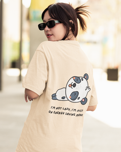 Panda Saving Mode Printed Oversize T-Shirt