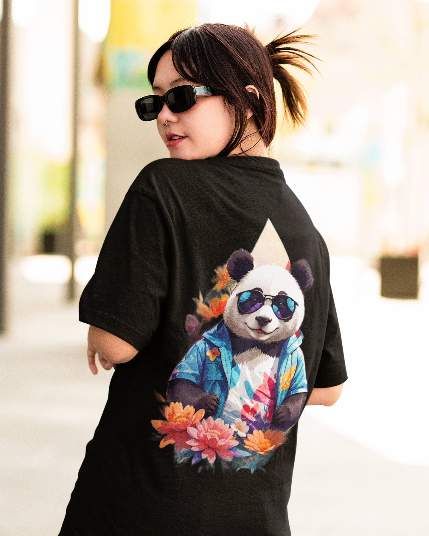 Funky Panda Printed Oversize T-Shirt