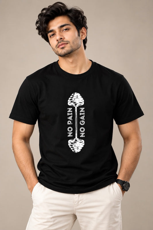 No Pain No Gain barbell Unisex Printed T-Shirt