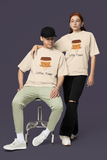 Coffee Power Printed Oversize T-Shirt