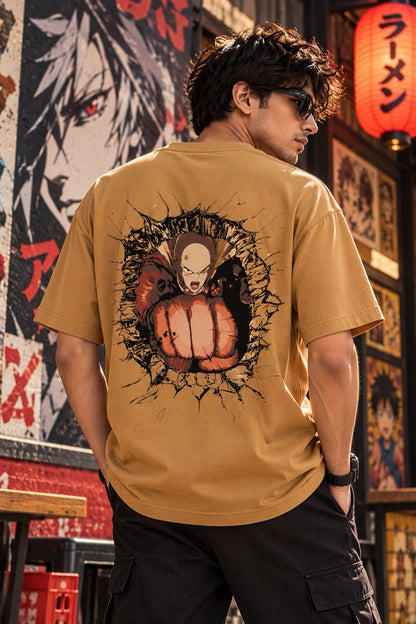 Saitama One Punch Man Anime Printed Oversize T-Shirt