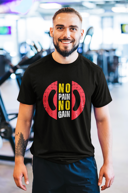 No Pain No Gain Dumbbell Plate Unisex Printed T-Shirt