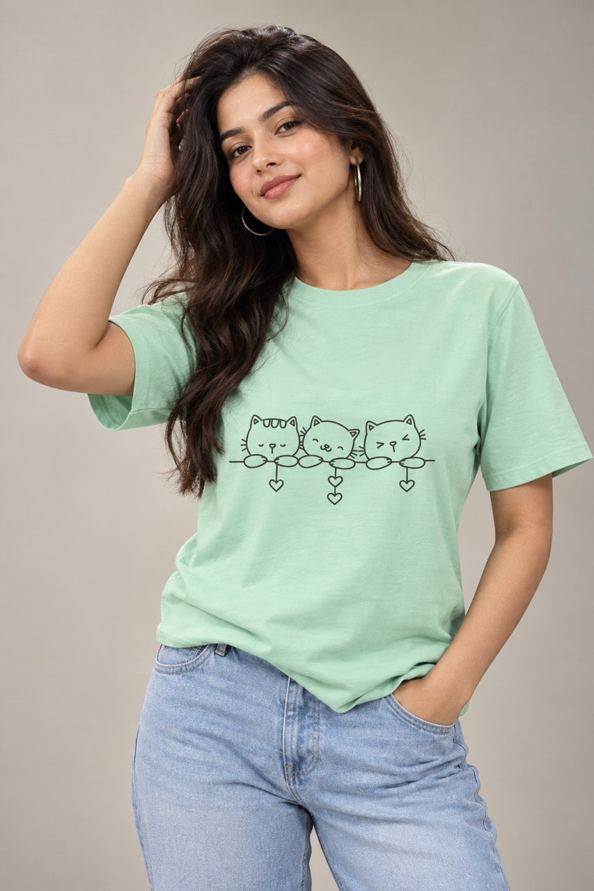 Cute kitty triplet hiding Unisex T-Shirt