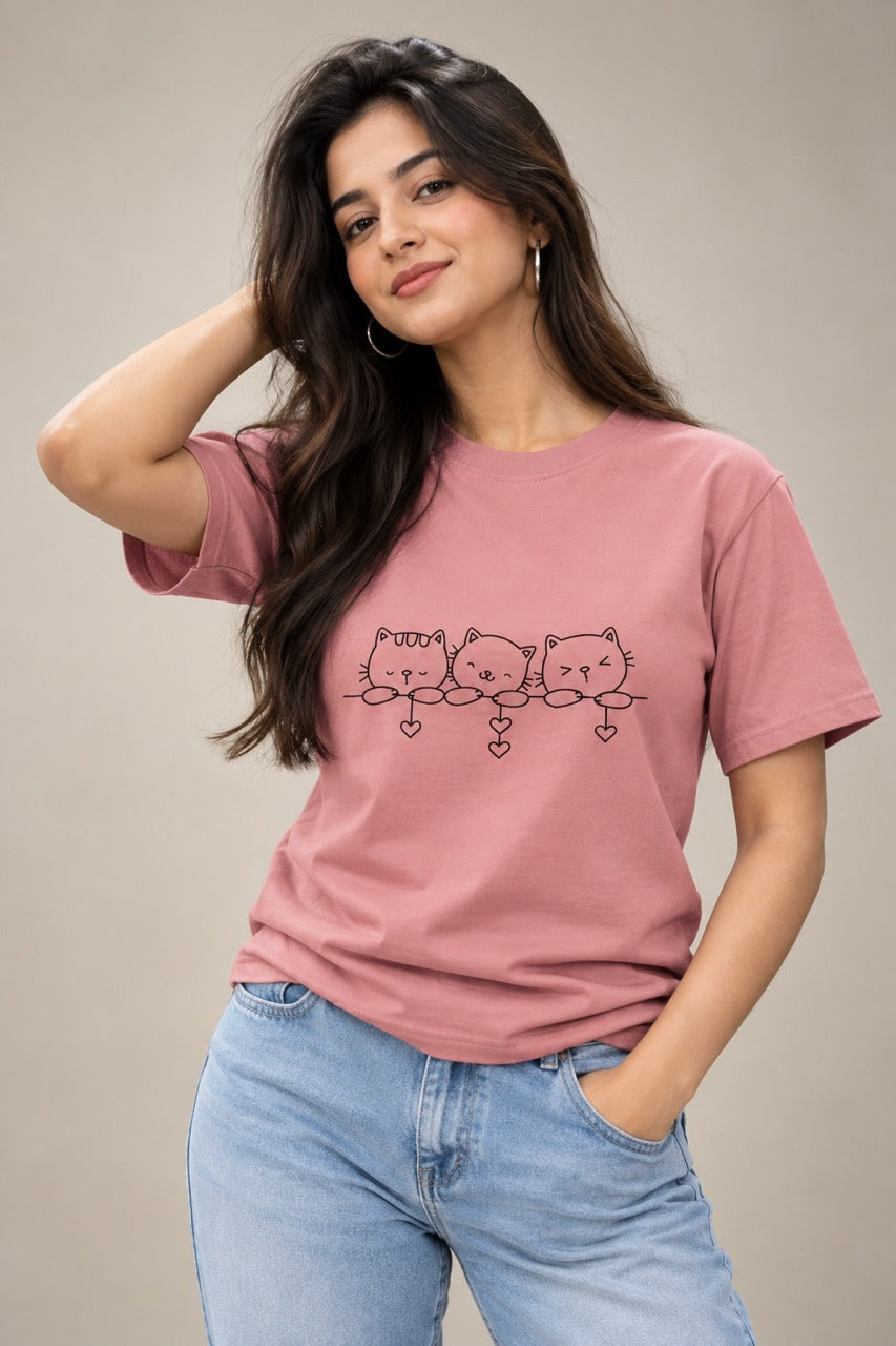 Cute kitty triplet hiding Unisex T-Shirt