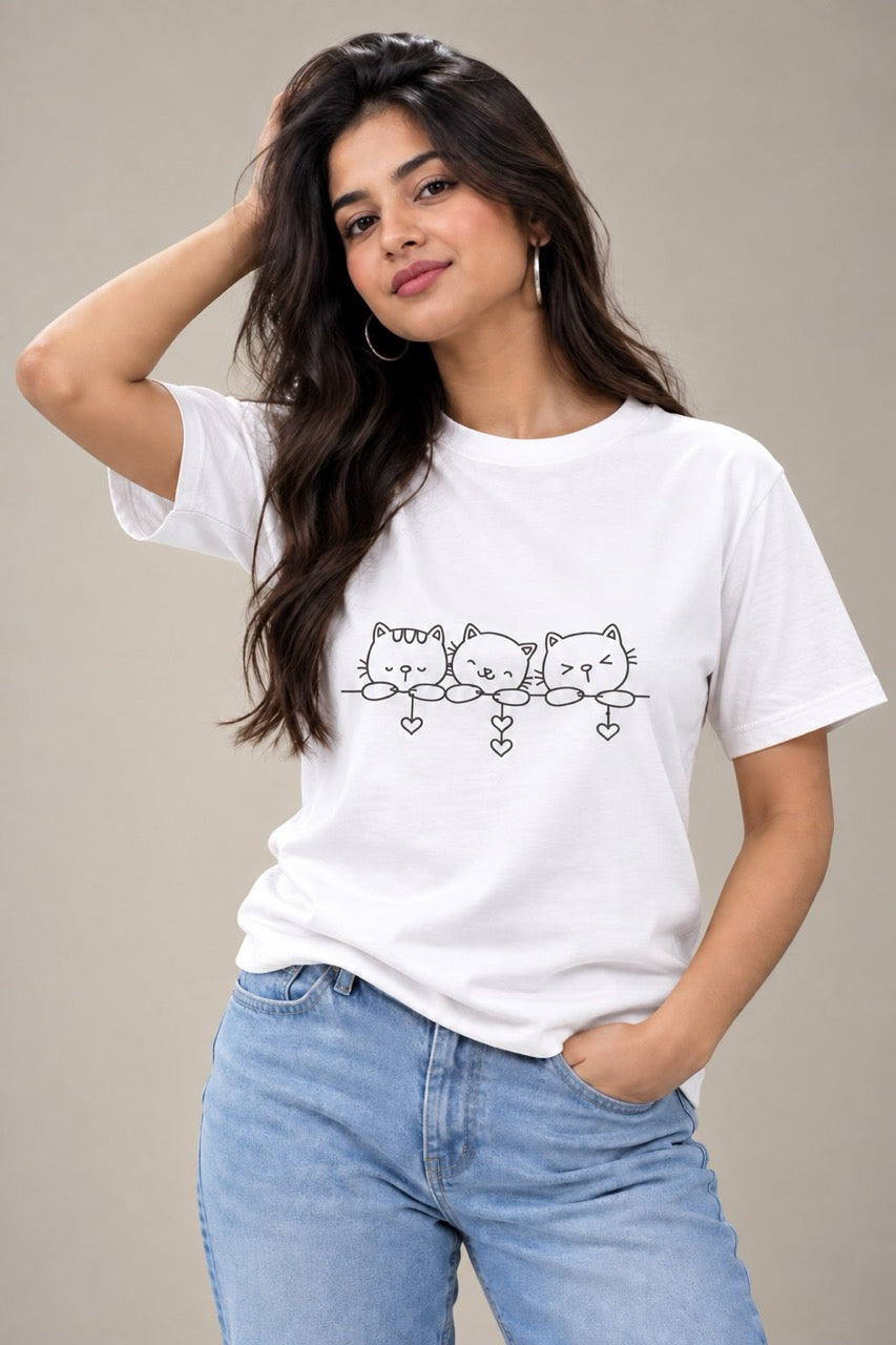 Cute kitty triplet hiding Unisex T-Shirt