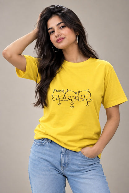 Cute kitty triplet hiding Unisex T-Shirt